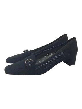 Stuart Weiztman Black Suede Loafer Heels